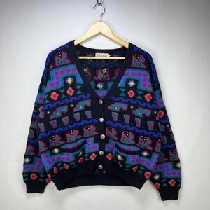 Vintage 80s LL Bean Cardigan Knit Sweater Unisex Large Wool